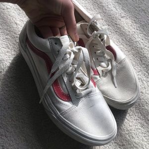 RARE limited edition vans- white suede and red